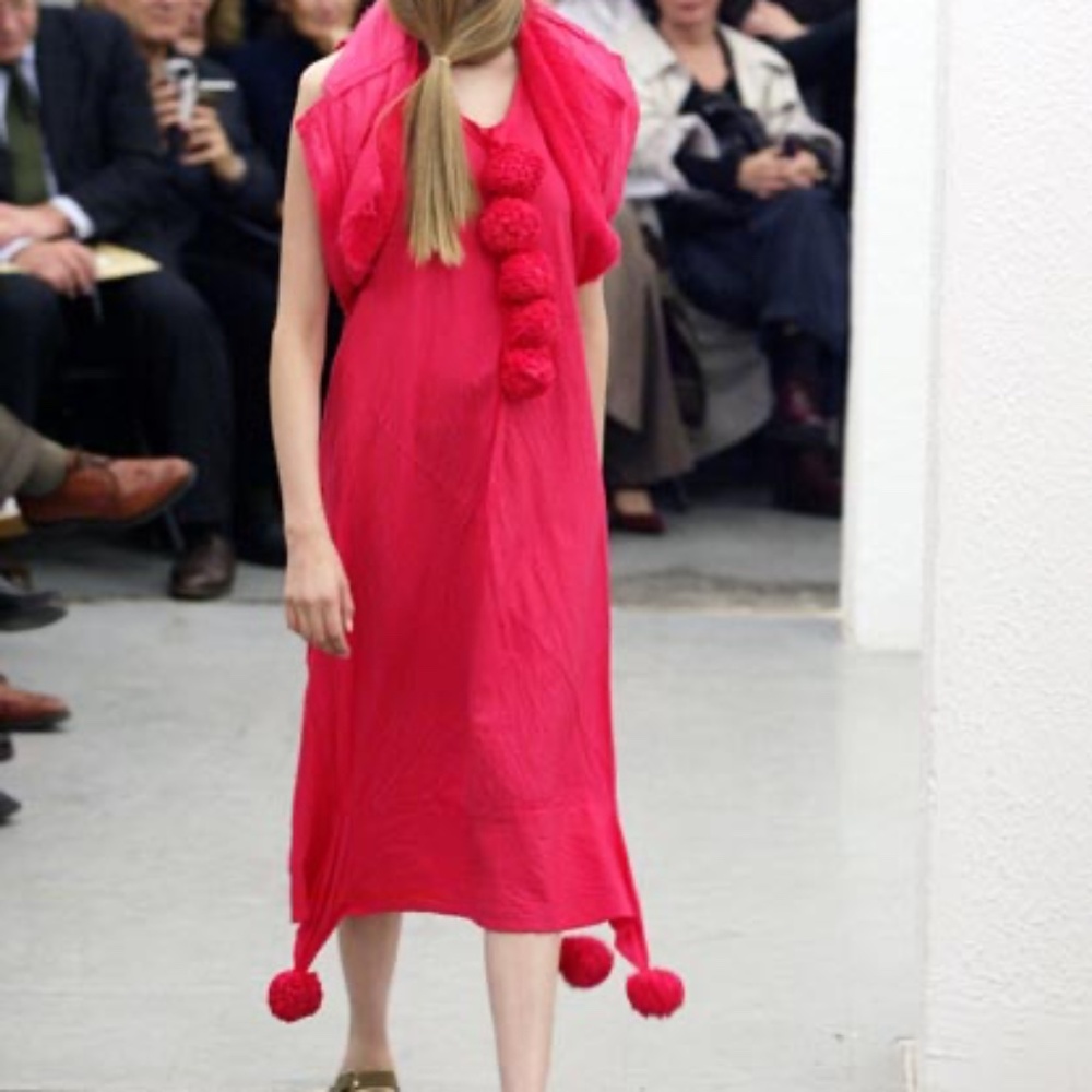 Unique!! Comme des Garcons Beige Wool Vest with plush balls details